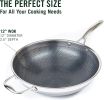 HexClad Hybrid Nonstick 12-Inch Wok, Stay-Cool Handle, Dishwasher and Oven Safe, Compatible with All Cooktops, Induction Ready